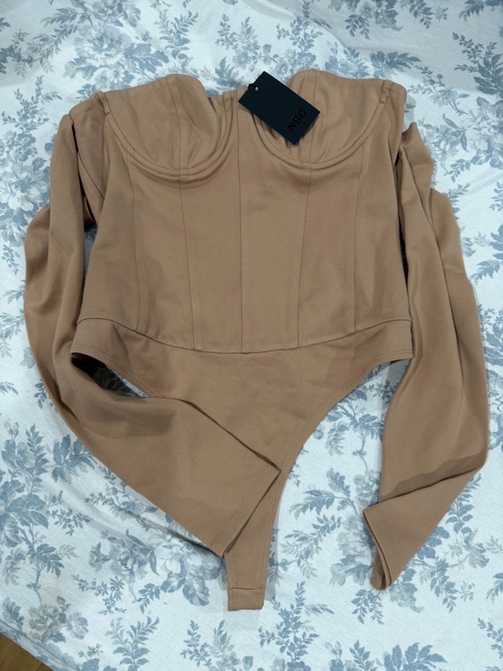 NWT NBD Nude Corset Bodysuit Long Sleeve Sculpting Top Size M - Picture 2 of 5